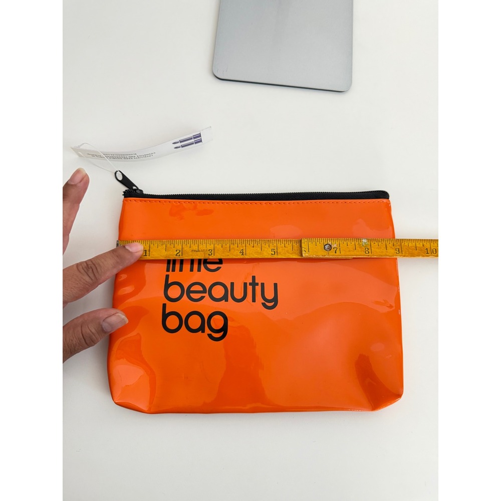 Bloomingdales Little Beauty Bag Orange Patent Cosmetic Pouch Makeup Travel Case - Picture 5 of 7